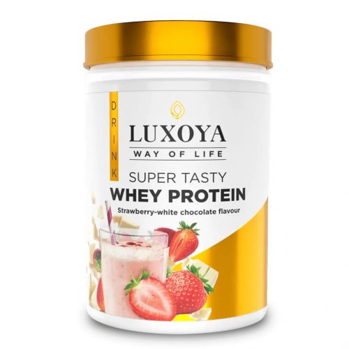 Luxoya Super Tasty Whey Protein Eper-fehér csokoládé íz  450g