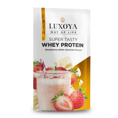 Luxoya Super Tasty Whey Protein Eper-fehér csokoládé íz 30g