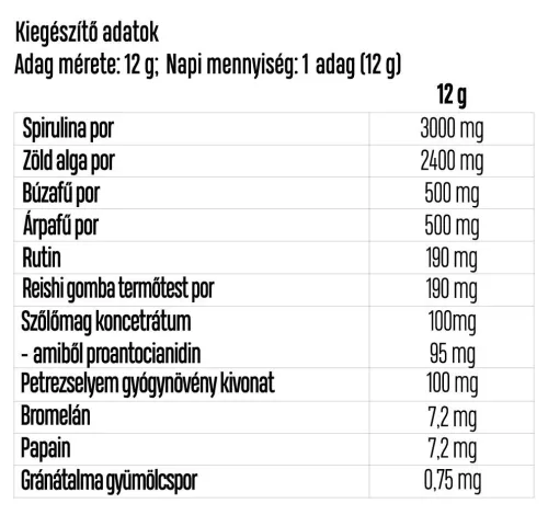 Luxoya Super Tasty Superfood Spirulinát és Zöld Búzafüvet tartalmazó italpor 300 g
