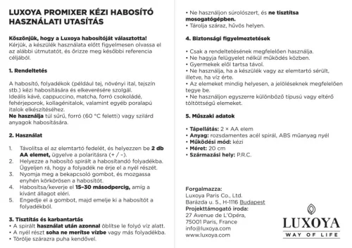 Luxoya Pro Mixer kézi habosító tartóállvánnyal - fehér