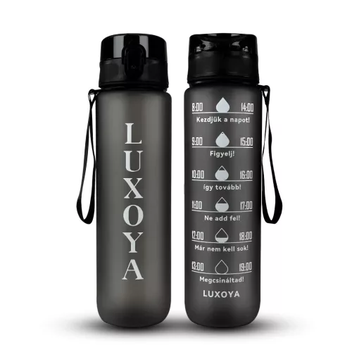 Luxoya Motivációs fitnesz kulacs - fekete
