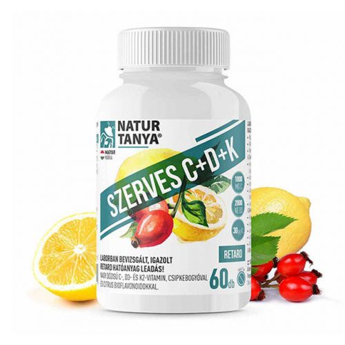 Natur Tanya® Szerves C+D+K - Retard 1000mg C-vitamin, 2000IU D3-vitamin