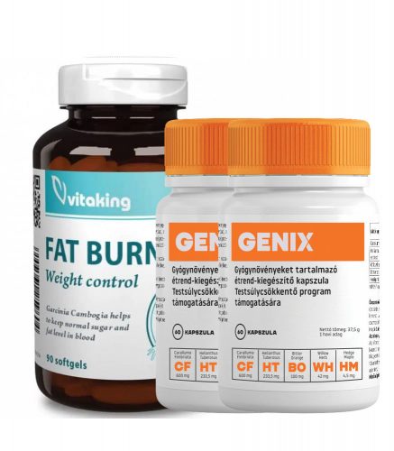 Genix fogyókúrát segítő kapszula 2x60 db + ajándék Fat Burner zsírégető